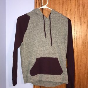 Gray/maroon hoodie